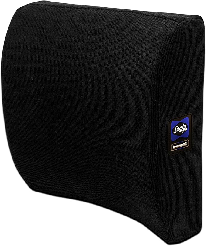 Sealy Lumbar Support Pillow for Office Chair and Car Seat - Memory Foam Lumbar Pillow & Back Brace Support Posture Corrector, Lower Back Pain Relief