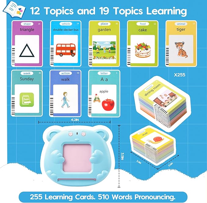 BELLOCHIDDO Talking Flash Cards with 510 Sight Words - Montessori Toys, Sensory Toys for Autistic Children, Toddler Toys, Kids Toys Age 1 2 3 4 5 Years Old Boys & Girls, Speech Therapy Toys