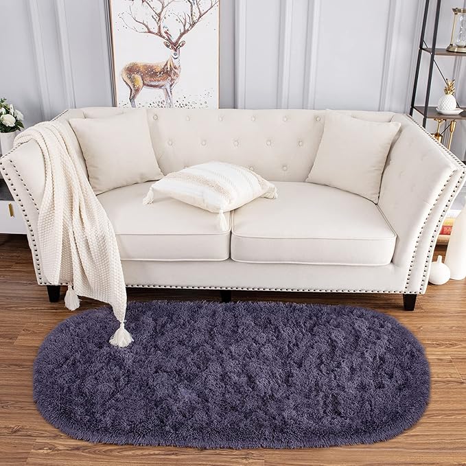 Noahas Ultra Soft Fluffy Bedroom Rugs Kids Room Carpet Modern Shaggy Area Rugs Home Decor 2.6' X 5.3', Taro Purple