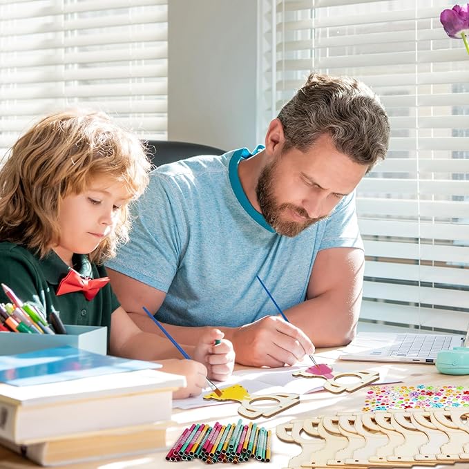 Fennoral 9 Pack Trophy Wind Chime Kit for Kids Make You Own Photo Frame Wind Chime DIY Coloring Wooden Art and Craft for Art Project Rewards Winning Prizes Birthday Christmas Party Favors