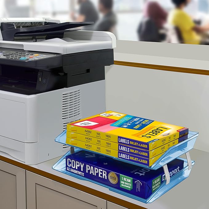 Acrimet Facility 2 Tier Letter Tray, Side Load, Letter Size/A4, Desktop File Organizer, Plastic (Clear Blue Color)