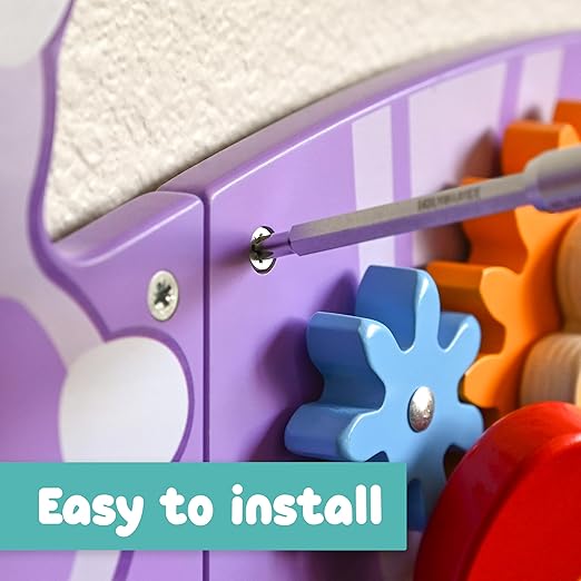 SPARK & WOW Triceratops Activity Wall Panels - Ages 18m+ - Montessori Sensory Toy - 8 Activities - Busy Board - Toddler Room Décor