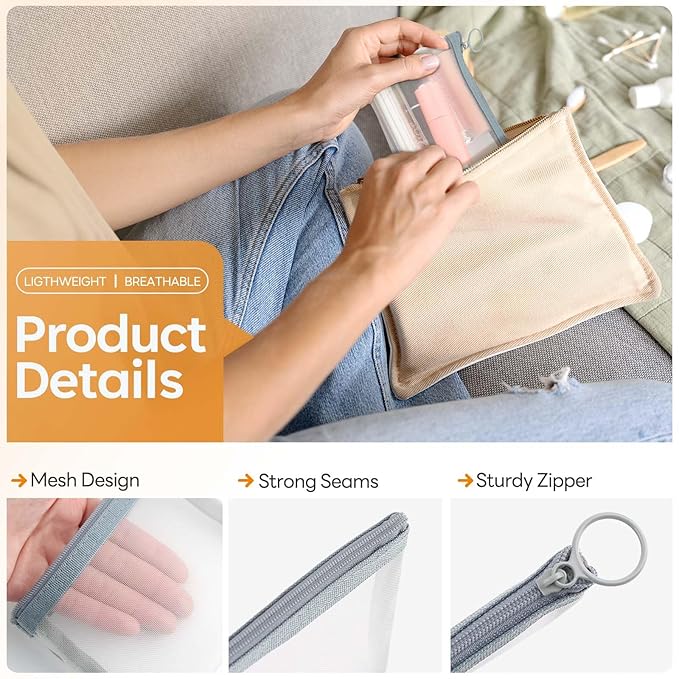 EASYFUN Small Zipper Pouch,5 Pieces Mini Mesh Pouch Coin Purse Cosmetic Case,Small Item Organizer,5 x 4 Inch,Assorted Colors