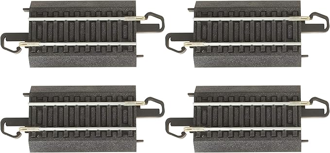 Bachmann Trains - Snap-Fit E-Z TRACK 3” STRAIGHT TRACK (4/card) - STEEL ALLOY Rail With Black Roadbed - HO Scale
