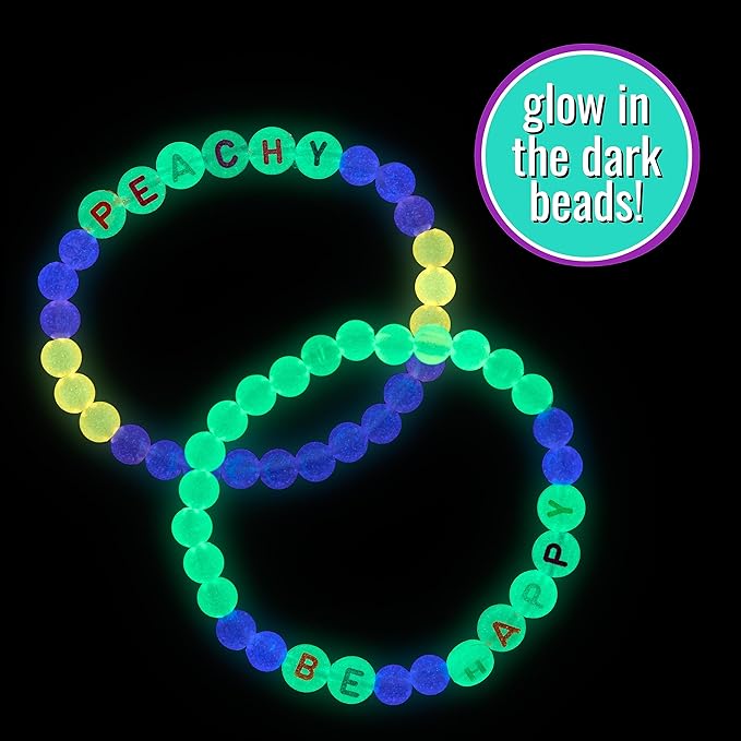 Expressions 16pc Tear & Share Bracelets w/ GLOW IN THE DARK Beads - Novelty Message Bracelets To Share With Friends, Colorful Letter Beaded Bracelets, Shareable Party Favor Jewelry For Kids And Teens