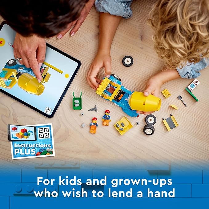 LEGO City Great Vehicles Cement Mixer Truck 60325 Building Toy Set for Preschool Kids, Boys, and Girls Ages 4+ (85 Pieces)