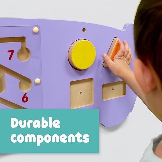 SPARK & WOW Hippo Activity Wall Panel | Ages 18m+ | Montessori Sensory Wall Toy | 3 Activities | Busy Board | Toddler Room Decor