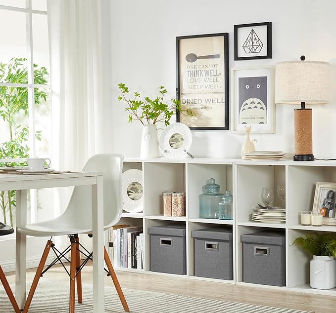 DECOMOMO Heavy Duty Cube Storage Bins, Fabric Storage Cubes, 3X Tougher Storage Basket with Lids (Charcoal Grey, 11 inch Cube)