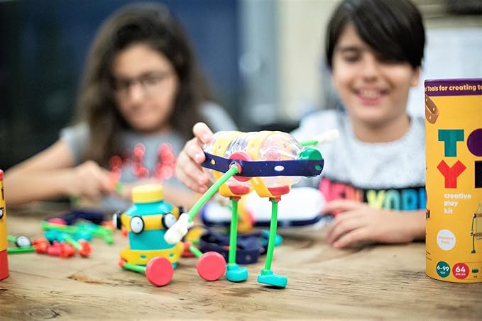 Open-Ended Educational Construction Arts and Crafts Building Toy Kit DIY Imaginative Recycling Toy-Making kit for Kids of All Ages Basic 32 Pcs Set