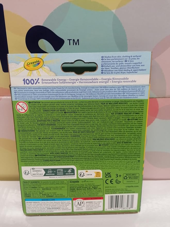 Crayola 8 Ct Broad Line Washable Markers, Assorted Colors, 656820