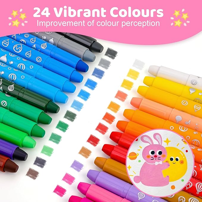 DreamCandy Twist Crayons for Toddlers,24 Colors Non Toxic Washable Crayons for Kids,Art Supplies Drawing Coloring Crayon Set,Gift for Boys and Girls,Back to School,Stocking Stuffers