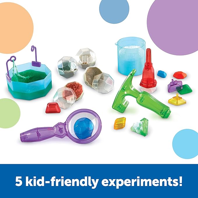 Learning Resources Gemology! Crystal Lab,STEM Toys, Early Science, Science Kit for Kids, Fun Gifts for Kids, 20 Pieces, Ages 4+