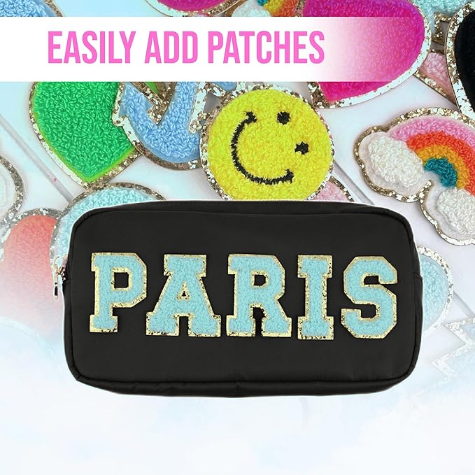 DANCOUR Nylon Makeup Bags for Women Large Preppy Travel Toiletry Pouch Cosmetic Bag Makeup Organizer