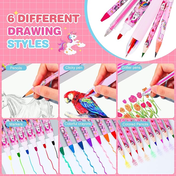Art Supplies for Kids,66PCS Drawing Kits with Unicorn Storage Case for Girls Age 4-12,Art Case Coloring Sets,Crayon,Colored Pencils,Coloring Book Sketch Book Drawing Stuff,Gift Toys for Girls Age 5-10