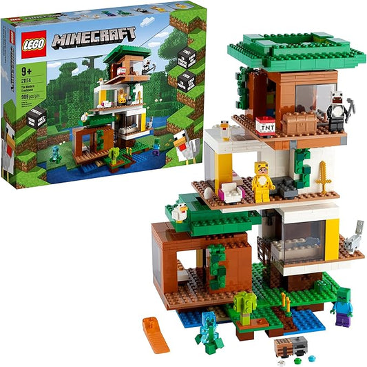 LEGO Minecraft The Modern Treehouse 21174 Giant Treehouse Building Kit Playset; Fun Toy for Minecraft-Gaming Kids; New 2021 (909 Pieces)