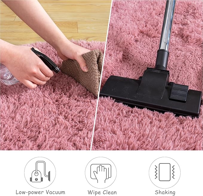 Xexsin Round Fluffy Rugs 6Ft for Girls Bedroom, Blush Pink Shag Circle Kids Rug Non-Slip for Bedside Dorm Nursery Playroom, Soft Cute Area Rugs for Living Room Decor