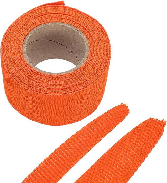 MECCANIXITY Braided Cable Sleeves Heat Shrinkable Fabric Sleeving, 1 9/16" 16ft Orange 2:1 Ratio Heat Shrinkable Cord Protector for Harness Cable, Network Cable Protection, Cable Management