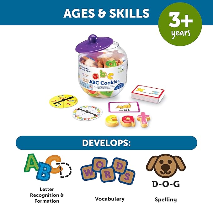Learning Resources Goodie Games ABC Cookies - 4 Games in 1, Ages 3+ Toddler Learning Toys, ABC Games for Toddlers, Preschool Games, Alphabet Learning Games, Math for Preschoolers