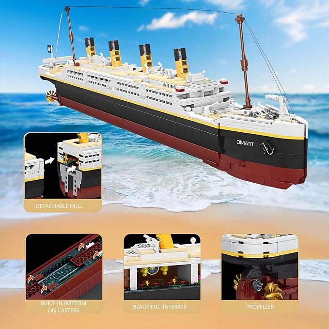 Titanic Building Blocks Set, 2022 Pieces Big Ship Bricks Building Set, Ideal Gift for Adults and Kids