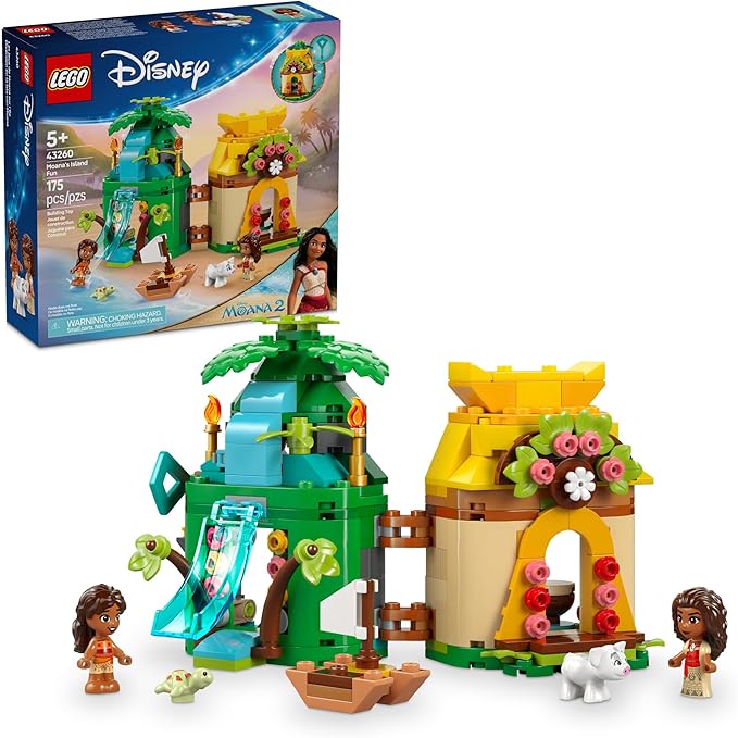 LEGO Disney Moana's Island Fun Building Toy Playset - Princess Moana Toy for Kids, Girls and Boys, Ages 5+ - with 2 Disney Micro-Dolls and Pua Animal Figure - Gift Idea for Birthdays - 43260