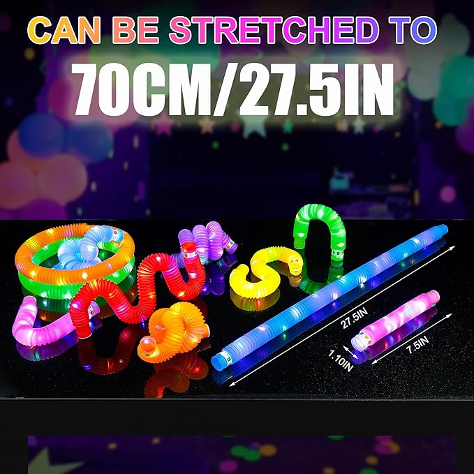 25 PCS Light up Glow Sticks for Kids 4-8-12, Bulk Party Pack Glow Bracelets Necklaces for Toddlers, Glow in The Dark Party Supplies, Birthday Return Gifts Treats (12 Colors)