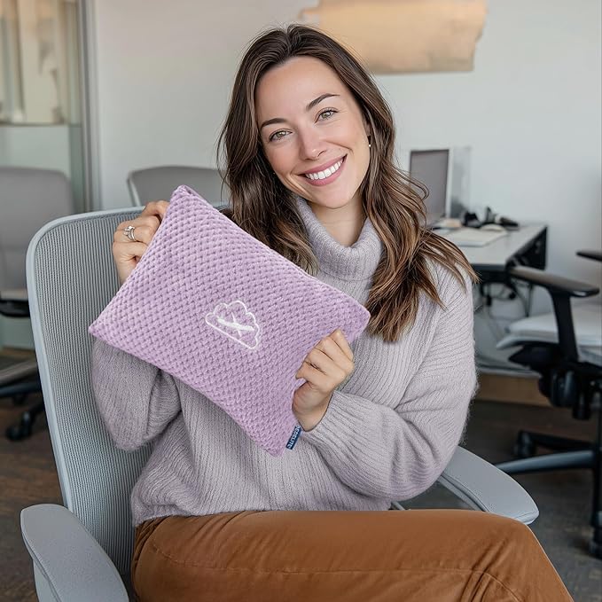 BEDELITE Travel Blanket with Bag, Ultra-Soft Jacquard Fleece Blanket with Luggage Sleeve & Backpack Clip, Airplane Blanket Travel Essentials, Lavender