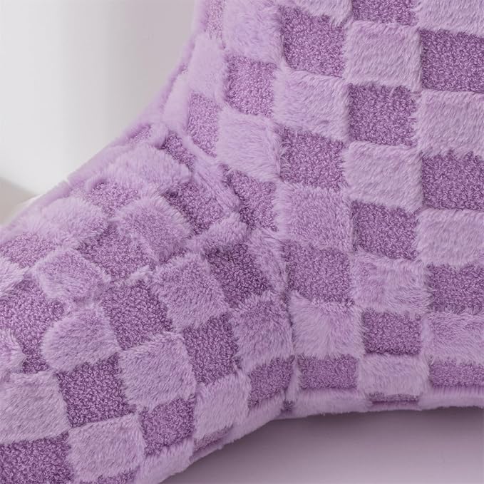 Aimuan Reading Pillow Checkered Bed Rest Wedge Backrest Checkerboard Pillow with Arms Back Support for Sitting Up in Bed Cushion Incline Rest Sleeping Snoring Pillow, Purple Large