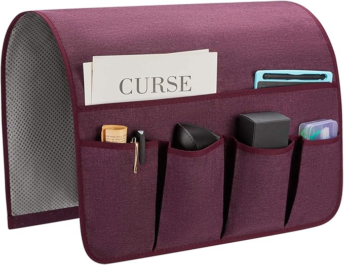 Sofa Armrest Organizer, Remote Control Holder for Recliner Couch, Arm Chair Caddy with 6 Pockets for Magazine, Tablet, Phone, iPad