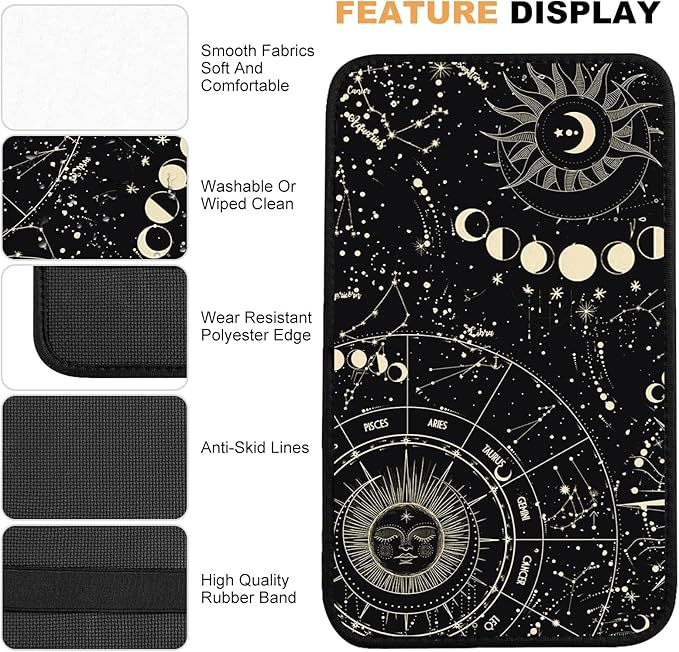 Auto Center Console Cover, Car Armrest Box Pad,Sun and Moon Soft Waterproof Auto Armrest Seat Box Cover Protector for Most Vehicle SUV Truck Car