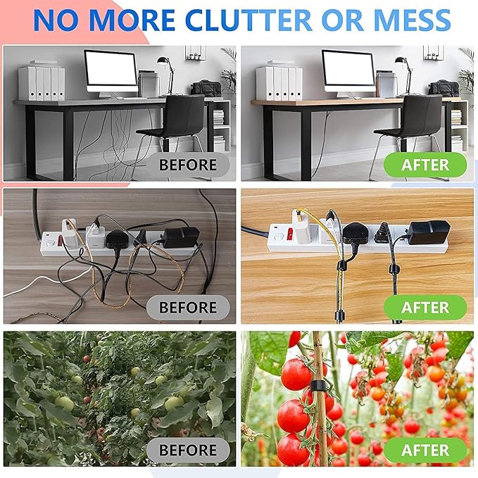 100 x Colourful Reusable Cable Ties, Cable Straps, Adjustable Cable Ties, Strong Hook and Loop Cable Straps with Buckle for TV Cables, PC Cables and Desk Organisation