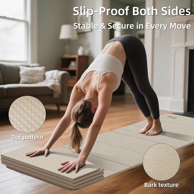 1/2 Inch Extra Thick Yoga Mat Pilates Equipment, 69"x24" Odorless Workout Mats for Home Gym, Non-slip Exercise Mats for Women Men Home Workout, Foldable Yoga Mats for Travel Camping Sleeping