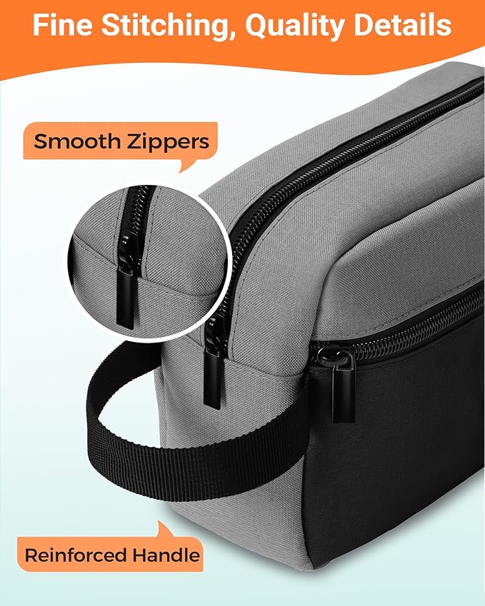 Elviros Travel Toiletry Bag for Men Hanging Toiletries Dopp Kit Small Bathroom Hygiene Tool and Medicine bag for Traveling Essential Shaving Pouch,Gifts for Men(Grey&Black)