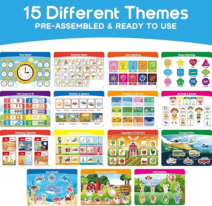 Busy Book for Toddlers, Montessori Toys for 3+ Year Old, Preschool Learning Activities Autism Sensory Toys Travel Toys Educational Toys Book with Classified Storage Box and Writing and Drawing Board