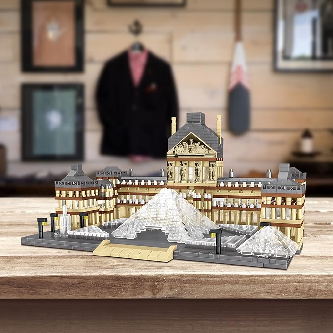 Paris Louvre Museum Model Building Blocks Set Micro Bricks World Famous Architecture Educational Toys for Kids Adults 3377 Piece Birthday