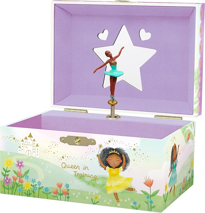 Ballerina Jewelry Box - Ballerina Gifts for Girls Age 4-6- Kids Jewelry Box with Spinning Ballerina - 6 x 4.7 x 3.5 in