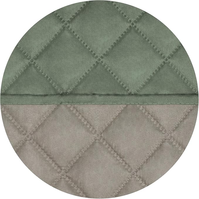 PureFit Reversible Quilted Sofa Cover, Water Resistant Slipcover Furniture Protector, Washable Couch Cover with Non Slip and Elastic Straps for Kids, Pets (Oversized Sofa, Greyish Green/Beige)