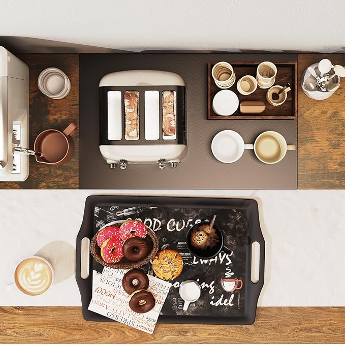 WEGASTU 43.7" Extra Long Dual Monitor Stand Riser, Wood & Steel Monitor Stand for 2 Monitors, Wide TV Stand, Desktop Riser for Desk Organization, Home Office、Laptop,Printer,TV (Vintage black)