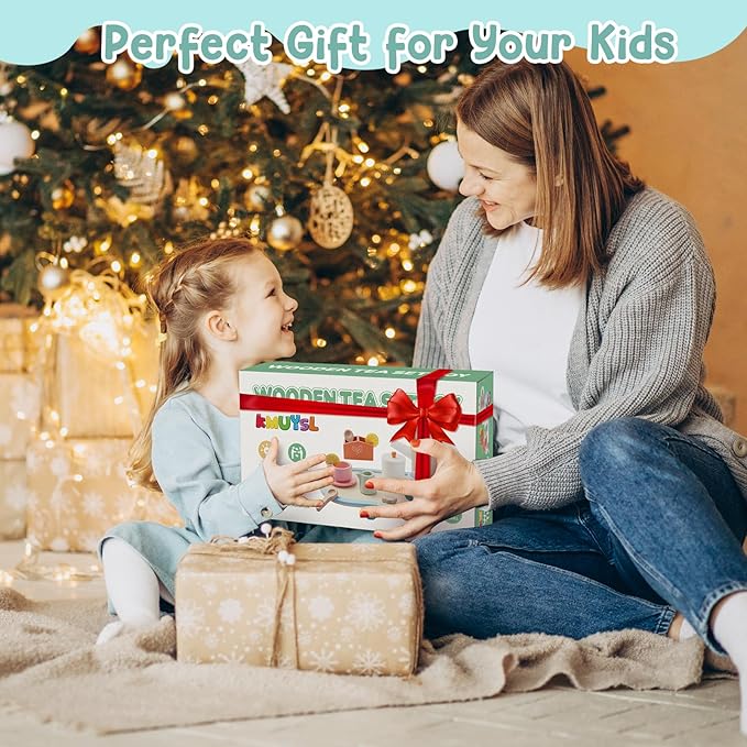 KMUYSL Toys for 2 3 4 5 Years Old, Wooden Tea Toys for Little Girls, Kitchen Toy, Christmas Stocking Stuffers for Kids Age 2-4, Idea Gift for Toddlers Boys Girls