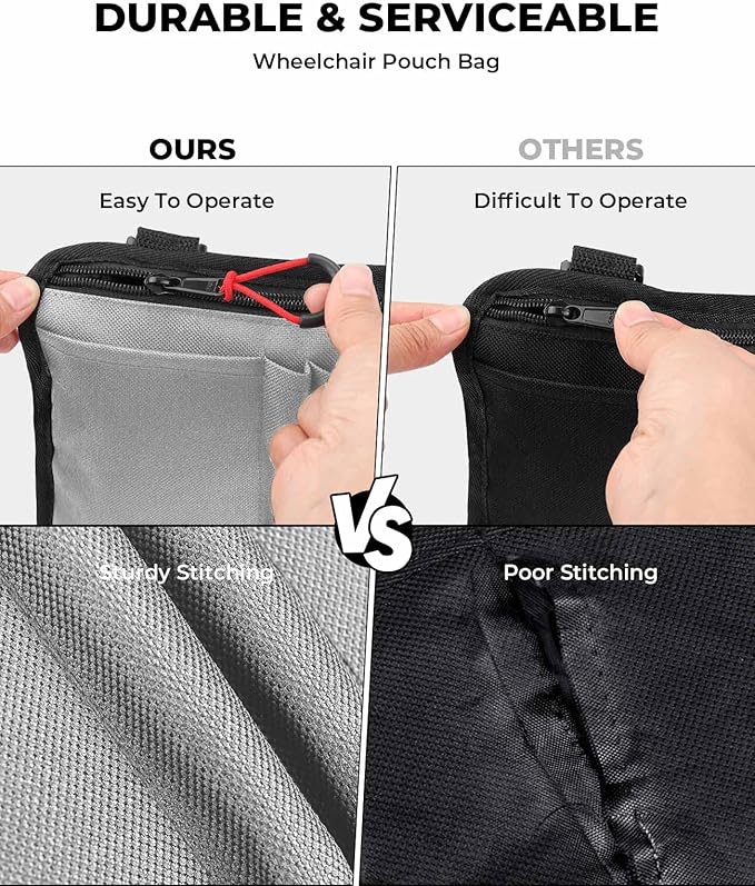 JOYTUTUS Walker Side Bag, Wheelchair Armrest Storage Pouch with Cup Holder, Wheelchair Accessories for Seniors, Walker Bag Cup Holder for Walker, Rollator, Electric Scooter or Wheelchair