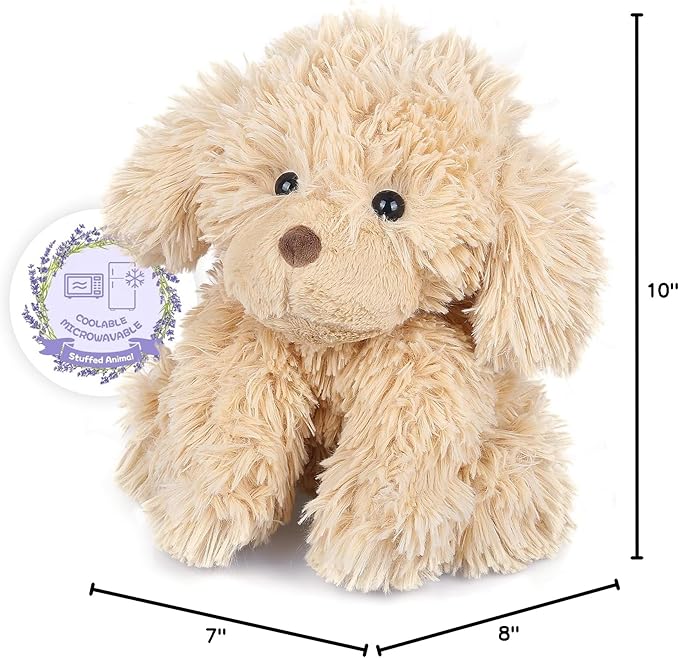 Warmable Golden Retriever Plush Toy, Microwavable Stuffed Animal Heating Pads for Period & Stress Relief, Lavender Dog Stuffed Animal for Anxiety, Bedtime, Puppy Plushie Gifts for Kid Women