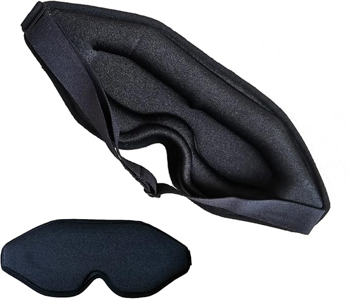 Fan Wu 3D Contoured Sleep Mask for Side Sleepers – Ultra Soft Blackout Eye Mask with Adjustable Strap, Zero Pressure on Eyes, Breathable & Lightweight Memory Foam for Travel, Nap, Shift Work