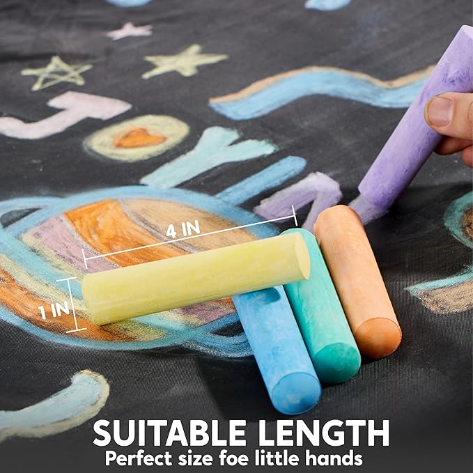 JOYIN 60 PCS Sidewalk Chalk Set (10 colors), Non-Toxic Washable Outdoor Jumbo Chalk Set for Painting on Chalkboard, Art Play and Playground Toy