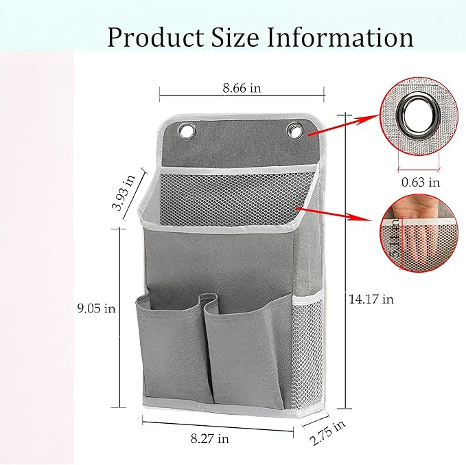 Hanging Basket for Organizing, Wall Organizer with Pockets and Over The Door Organizer，Can for Home, Closet, Office and Camper (4 Grey)