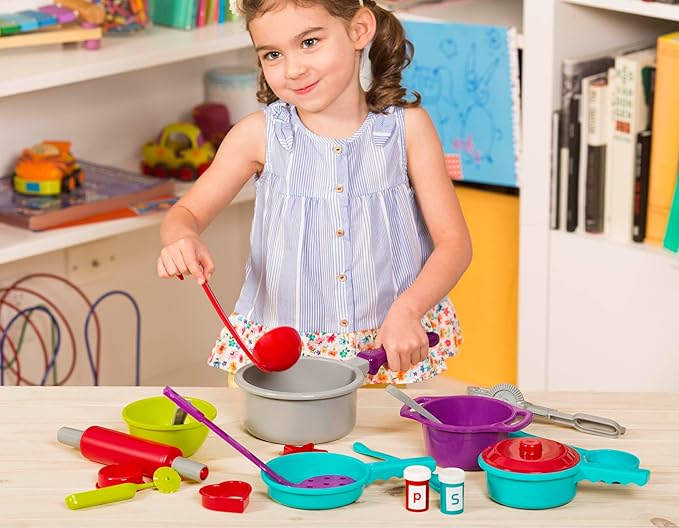 Battat – Pretend Cooking Set – Plastic Kitchen Toys – Play Dishes & Utensils-Toddler Cooking Set – 3 Years + (21 Pcs)