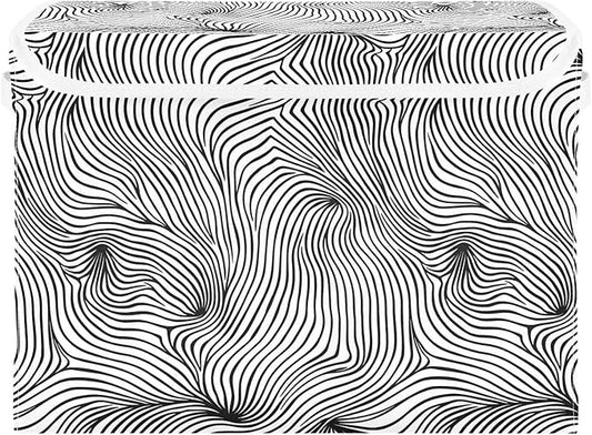 senya Large Storage Bins with Linen Collapsible Foldable Storage Cubes Fabric Closet Organizer Containers box with Flip-Top Lid for Home Bedroom Office 16.7 x 12.6 x 11.8in (Line)