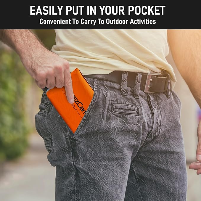 BreezCamp Inflatable Seat Cushion, Lightweight Stadium Seat Pad, Camping Accessories Chair Pad for Airplane Travel, Hiking, Climbing, Home and Office,Orange