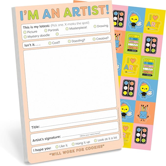 Knock Knock Kids I’m an Artist! Playtime Pad: Kids Activity Pad, 40 Sheets Plus Full-Color Sticker Sheet, 6 x 9-Inches