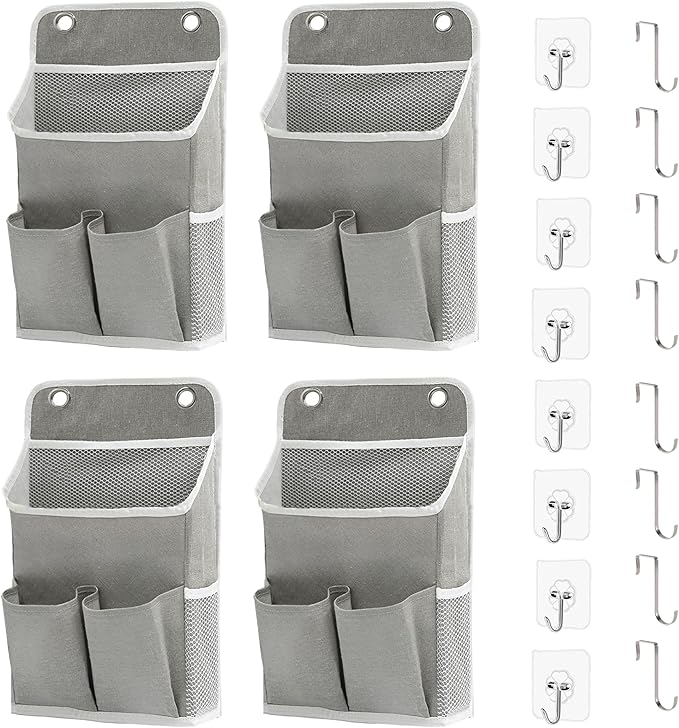Hanging Basket for Organizing, Wall Organizer with Pockets and Over The Door Organizer，Can for Home, Closet, Office and Camper (4 Grey)
