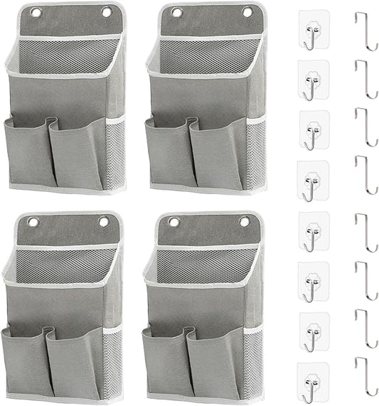 Hanging Basket for Organizing, Wall Organizer with Pockets and Over The Door Organizer，Can for Home, Closet, Office and Camper (4 Grey)