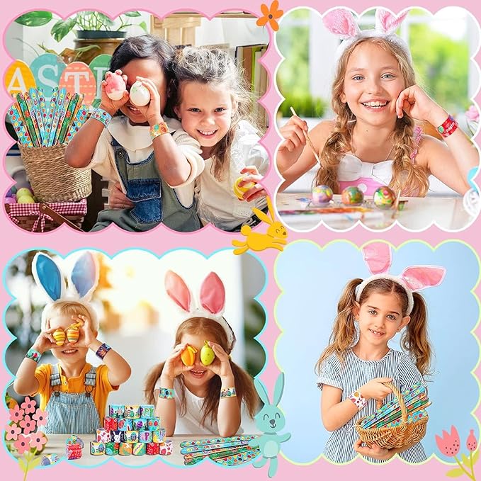 36 Pcs Easter Slap Bracelets Toys Easter Basket Stuffers Egg Fillers Gifts Party Favor